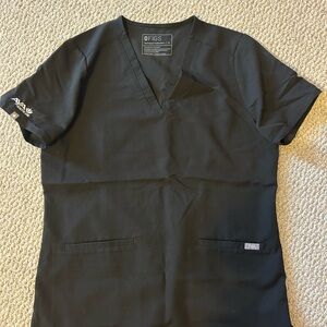 Figs Black V-Neck Scrub Top